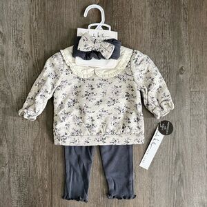 Nicole Miller New York Floral 3 piece Baby Outfit with Bow